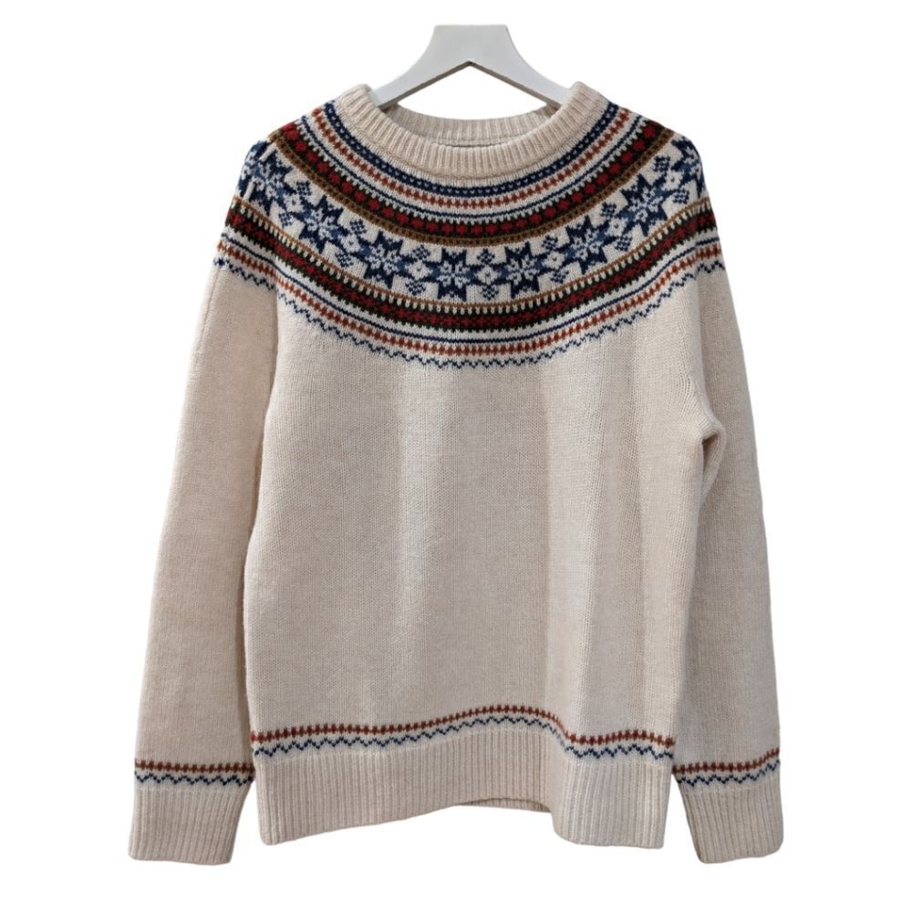 J. Crew Men's Yoked Nordic Fair Isle 100% Lambswool Crewneck Sweater Size M - Picture 2 of 7